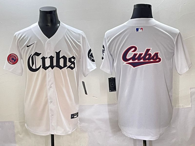 Men 2025 Chicago Cubs Blank White Five generations Joint Name Nike MLB Jersey style 11->chicago cubs->MLB Jersey